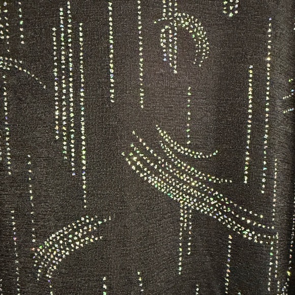 Bentley Plus 1x black and sequce rhinestone bling sleeve top. NWT - Picture 3 of 8